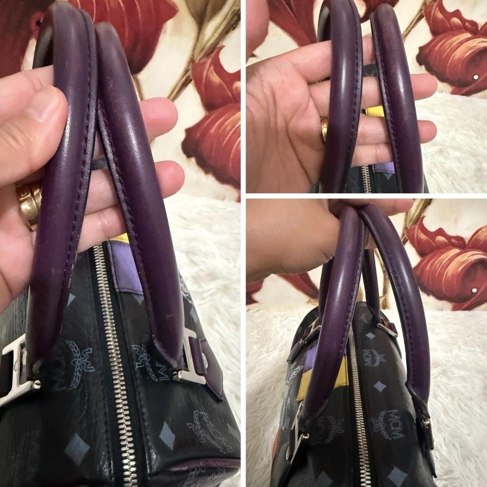 MCM Princess Lion Boston Black / Multi Color Handbag (EUC) - Picture 9 of 13